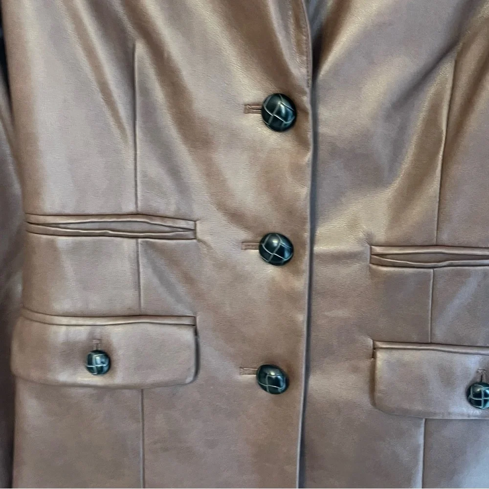 7 for all Mankind Brown Faux Leather Blazer Sz M